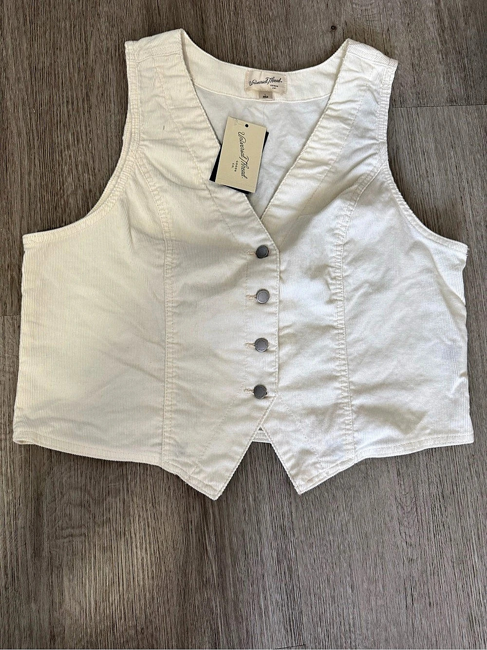 Jones New York Button Front Vest in White Size Medium NWT